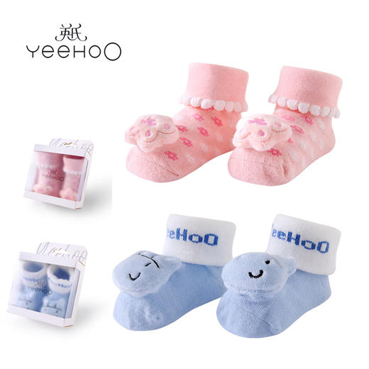 英氏-鞋袜类（秋）E1公仔袜(1双装）浅蓝11CM 商品图0