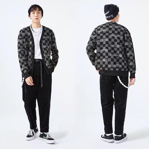 太平鸟男装 新款毛开衫休闲毛衣格子针织衫B2EAB3304 商品图2