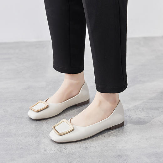 ZHR平底蛋卷鞋通勤鞋奶奶鞋女豆豆鞋子女皮鞋浅口女单鞋女鞋 商品图3