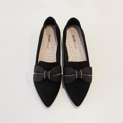 ZHR【蝴蝶结】粗跟通勤工作鞋浅口尖头鞋子女婚鞋女乐福鞋女单鞋女鞋 商品图8