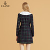衣恋娃娃领双排扣甜美格子连衣裙EEOWB49H1C 商品缩略图2