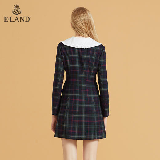 衣恋娃娃领双排扣甜美格子连衣裙EEOWB49H1C 商品图2