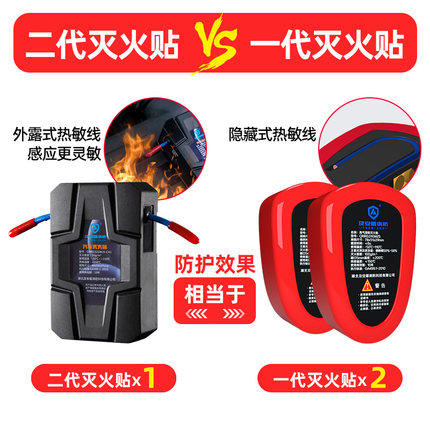 及安盾品牌 自动灭火贴车用车载后备箱，汽车引擎防火 家用贴冰箱厨房电表 消防装置 商品图3