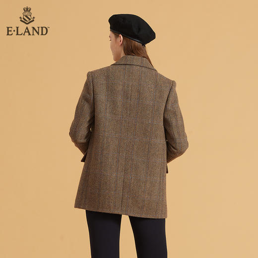 衣恋简约西装领双排扣学院徽章大衣外套EEJKB49H3M 商品图2