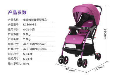 小龙哈彼超轻婴儿推车轻便折叠可坐可躺儿童伞车手推车LC596【粉色 外箱纸盒损坏】 商品图3