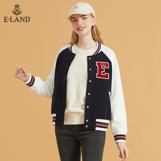 衣恋时尚运动拼接藏青色棒球服EEMTB49C7M 商品图1