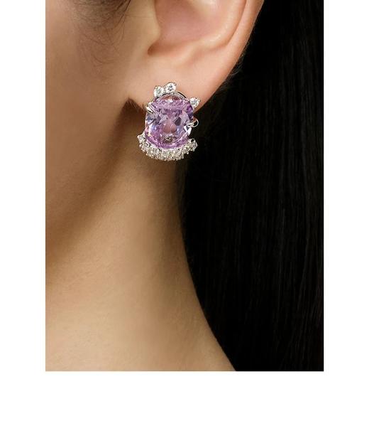 【Lens推荐】涟漪系列 椭圆碎宝石耳钉 紫色/白色 商品图2