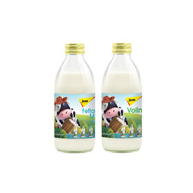 德国捷森全脂/低脂牛奶240ml 德国生态牧场黄金奶源天然营养滴滴醇厚玻璃瓶装 023905/023906