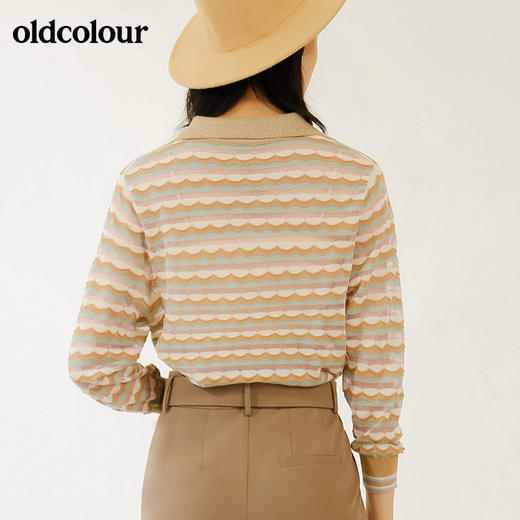 oldcolour秋季V领条纹百搭气质毛针织衫M32052252 商品图2