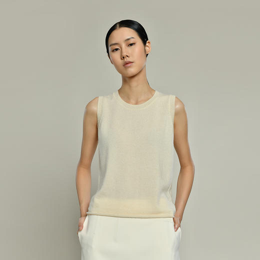 女士2021新款无染色纯羊绒针织背心 商品图0