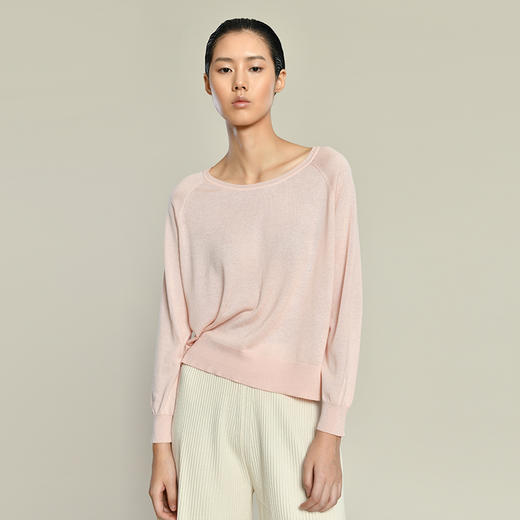 女士2021新款真丝羊绒长袖圆领套头衫 商品图2