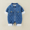 满月婴儿衣服男女宝宝牛仔连体衣秋款哈衣洋气爬服可爱外出厚抱衣 商品缩略图2