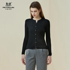 METTE2021年秋冬新品女士100%羊毛开衫时尚修身显瘦薄款针织外套