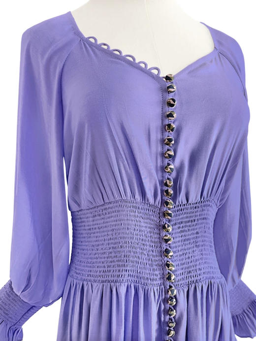 TYNVIE 复古宫廷款长袖连衣裙-薰衣草紫 商品图5