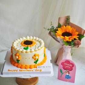 教师节快乐 向日葵 （不包含花）一鲜奶动物奶油蛋糕