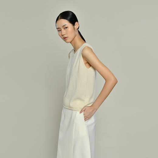女士2021新款无染色纯羊绒针织背心 商品图3