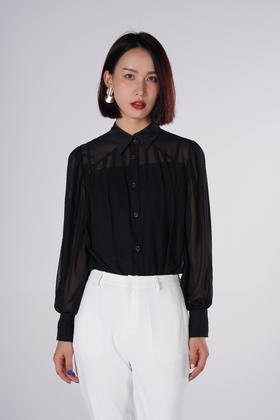 L1臣禾两件套抽褶精致雪纺衬衫9213054776