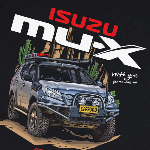 2021新款秋冬休闲长袖T恤ISUZU五十铃越野车 NMT-1686弹力棉印花圆领 商品图3