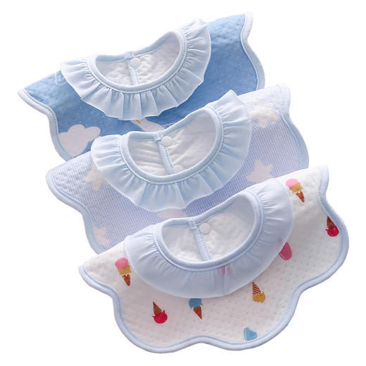 安吉小鸭棉初生婴儿口水巾四季男女宝宝防水围嘴新生儿围脖新款 商品图4