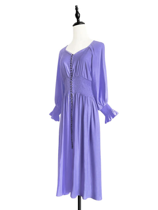 TYNVIE 复古宫廷款长袖连衣裙-薰衣草紫 商品图3