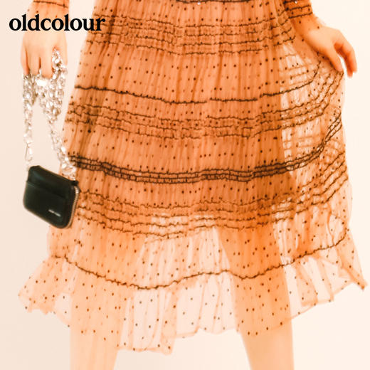 oldcolour秋季波点时尚方领长袖连衣裙M33103354 商品图4