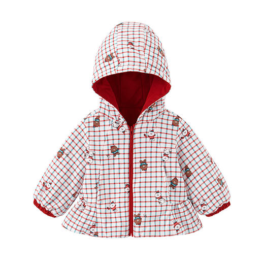 英氏-童衣类（秋）E1连针短帽外套英氏白100CM 商品图2