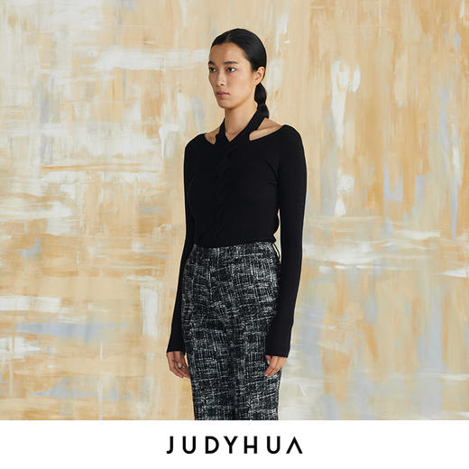 JUDYHUA 前领绞花设计针织上衣 JHB3M013 商品图5