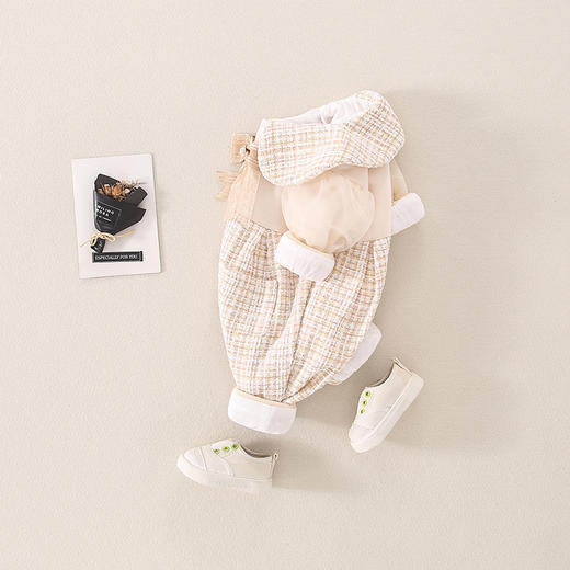 婴儿新款童装女宝宝爬服格子网纱深秋款新生儿连体哈衣 商品图3