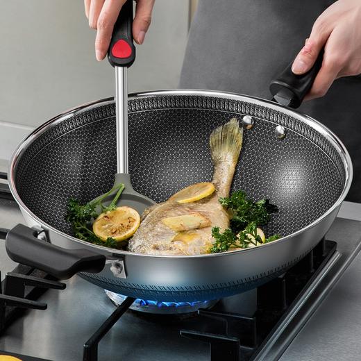  炊大皇炒锅316不锈钢 炒菜锅 双面蜂窝纹不粘炒锅 可立盖 燃气煤气灶电磁炉通用 商品图1