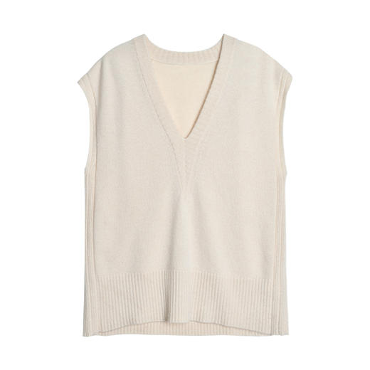 女士2021新款无染色纯山羊绒V领无袖针织背心 商品图4