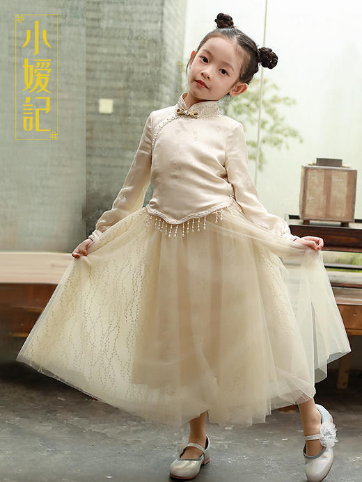 【非质量问题不退换】国潮中国风新中式高端童装洋气连衣裙-昆山玉 商品图4
