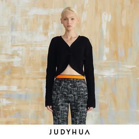 JUDYHUA 弧线门襟设计短开衫