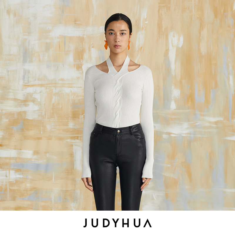 JUDYHUA 前领绞花设计针织上衣 JHB3M013