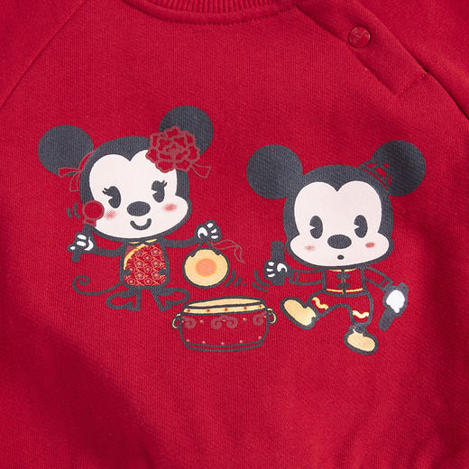 迪士尼米奇新款喜庆新年红男童加绒卫衣套装213T1291
 商品图12