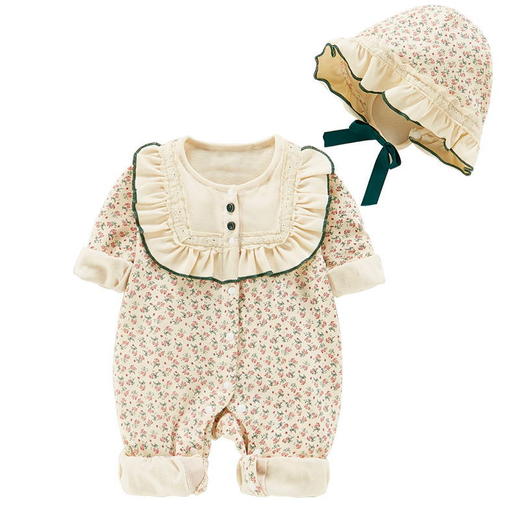 新品婴儿爬服连体衣新生女宝宝百天哈衣公主满月衣服洋气春秋套装 商品图4