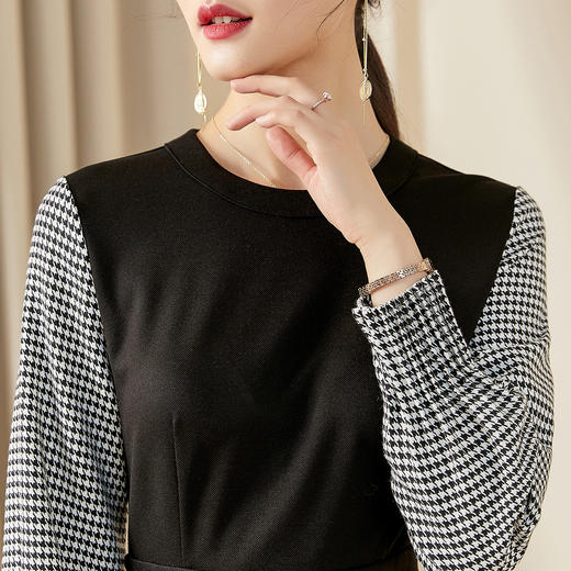 剩M 米思阳2026春季新品拼接针织裙春季时尚长袖修身显瘦气质女神连衣裙女6570 商品图4