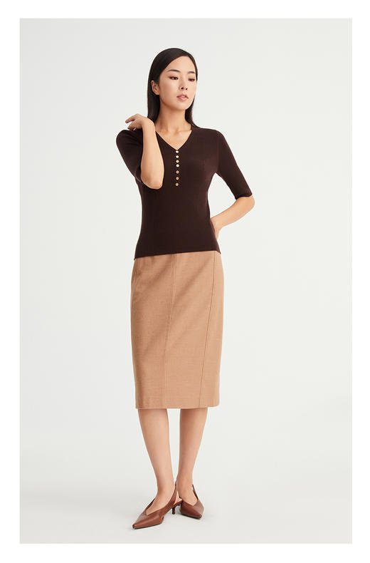 CARA修身显瘦百搭针织衫KC213MKR0005N1 商品图0