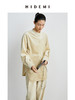 HIDEMI 简约廓形丝绒套装 衬衫/阔腿裤  米杏色/黑色 商品缩略图1