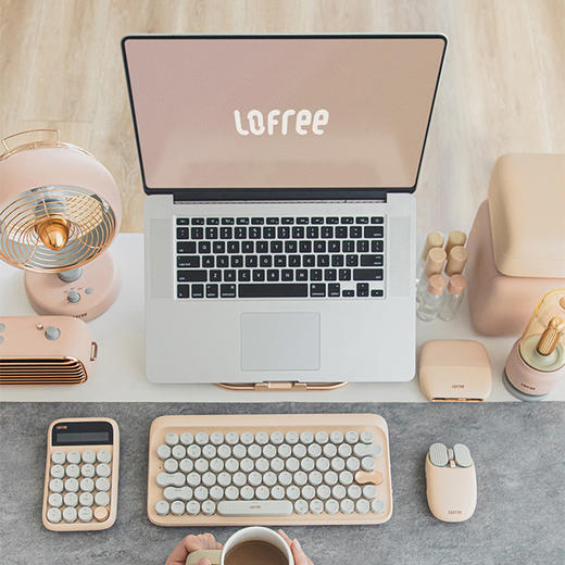 洛斐圆点蓝牙机械键盘EH112S-奶茶无线女生办公家用电竞笔记本 商品图3