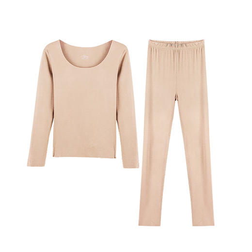 梦芭蒂保暖内衣女无痕修身舒适圆领秋衣秋裤250g双磨德绒女式套装 商品图1