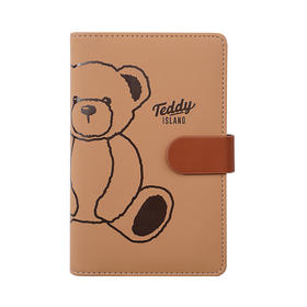 卡杰泰迪熊系列撞色搭扣本A6/CA6J-TD02记事本子少女心笔记本本子创意活页本可拆卸可爱少女手账本学生日记