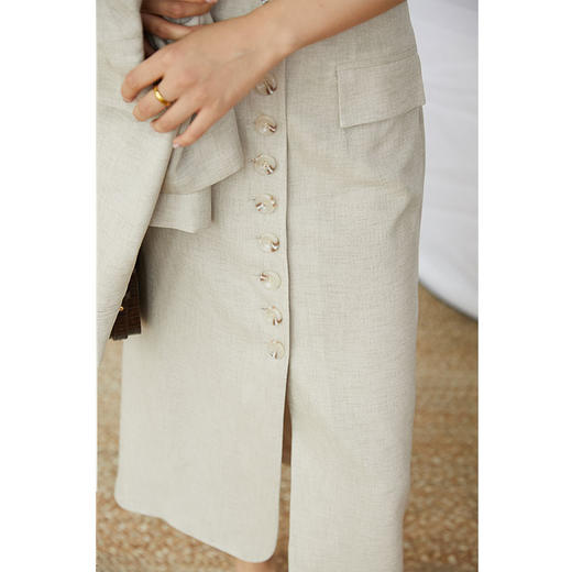 HeyDress醋酸法式半身裙女春薄款直筒开叉中长半裙高腰显瘦小众气质裙子 商品图2