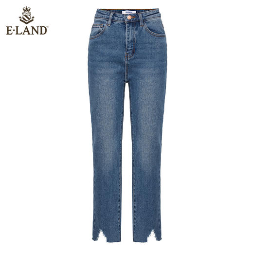 衣恋设计感裤脚修身直筒牛仔裤EETJB49C4M 商品图4