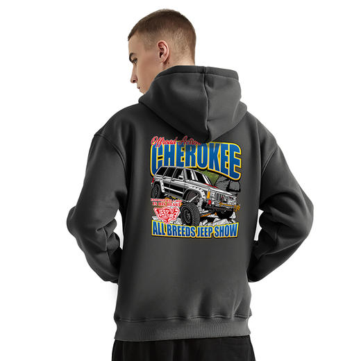 JEEP切诺基越野车 NMT-1702新款秋冬抓绒带帽加厚落肩休闲宽松卫衣 商品图0