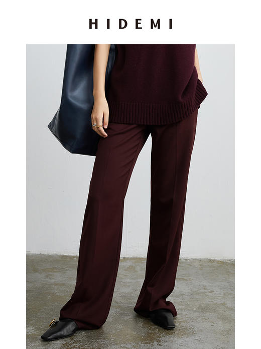 HIDEMI 酒红色一粒扣腰带式廓形西装套装 西装/长裤 商品图2