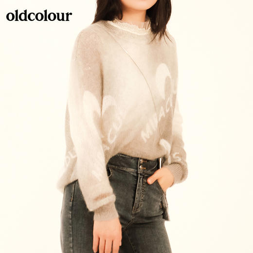 oldcolour秋季字母马海毛羊毛针织套头衫M33052307 商品图2
