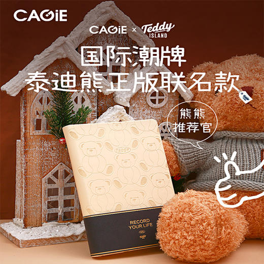 卡杰泰迪熊系列硬面压印金边本A6/CA6J-TD04记事本便携式女随身日记本可爱少女心笔记本子简约迷你手账本 商品图0