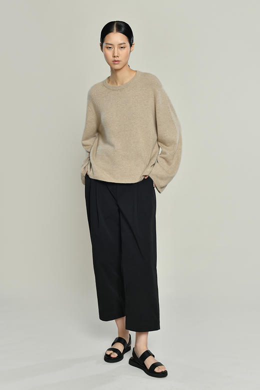 女士2021新款无染色纯山羊绒圆领阔袖套头衫 商品图6