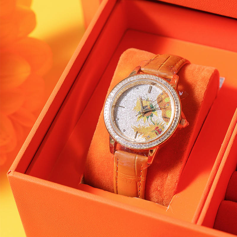 vangogh梵高腕表月光宝盒系列向日葵油画手表中秋礼盒装
