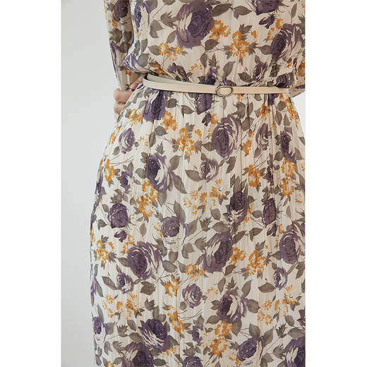 HeyDress长袖碎花连衣裙女法式鱼尾裙收腰雪纺长裙气质裙子 商品图3